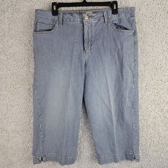 Faded Glory Pants - Vintage Y2K Railroad Hickory Stripe Faded Glory Stretch Capri Pants Missy Sz 16